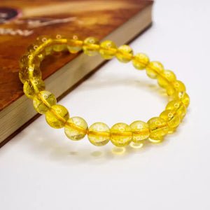 Yellow Quartz Bracelet 8 mm Beads Lab Stretchable Elastic Bracelet Yellow Quartz Crystal Gemstone