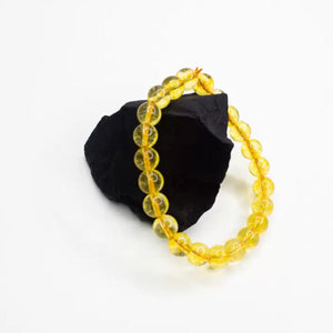 Yellow Quartz Bracelet 8 mm Beads Lab Stretchable Elastic Bracelet Yellow Quartz Crystal Gemstone