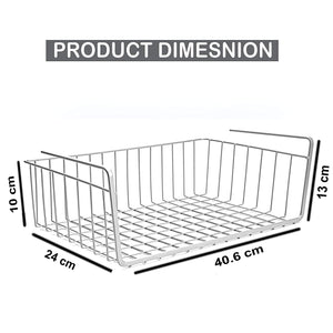 Multipurpose 16" Under Shelf Wire Basket/Under Cabinet Organiser/Undershelf Organiser Basket/Under Shelf Storage Rack for Kitchen, Bedroom, Office (Pack of 1, Powder Coated Iron)