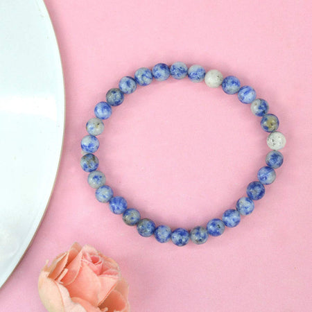 Sodalite Crystal Bracelet 6 mm Beads Lab Stretchable Elastic Bracelet Sodalite Semi precious Gemstone