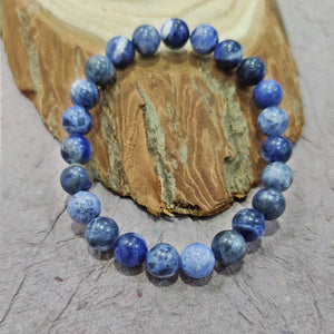 Sodalite Crystal Bracelet 8 mm Beads Lab Stretchable Elastic Bracelet Sodalite Semi precious Gemstone