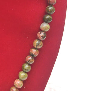 Unakite Crystal Round Beads Necklace 15 Inches 8 mm Beads Semi precious Mala