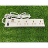 Extension Board, 4-way Extension Board with Spike and Surge Protection, 4 Sockets & 1 Switch 3 core Long 340 cm Wire 6 A with 3 Pin Wall Plug