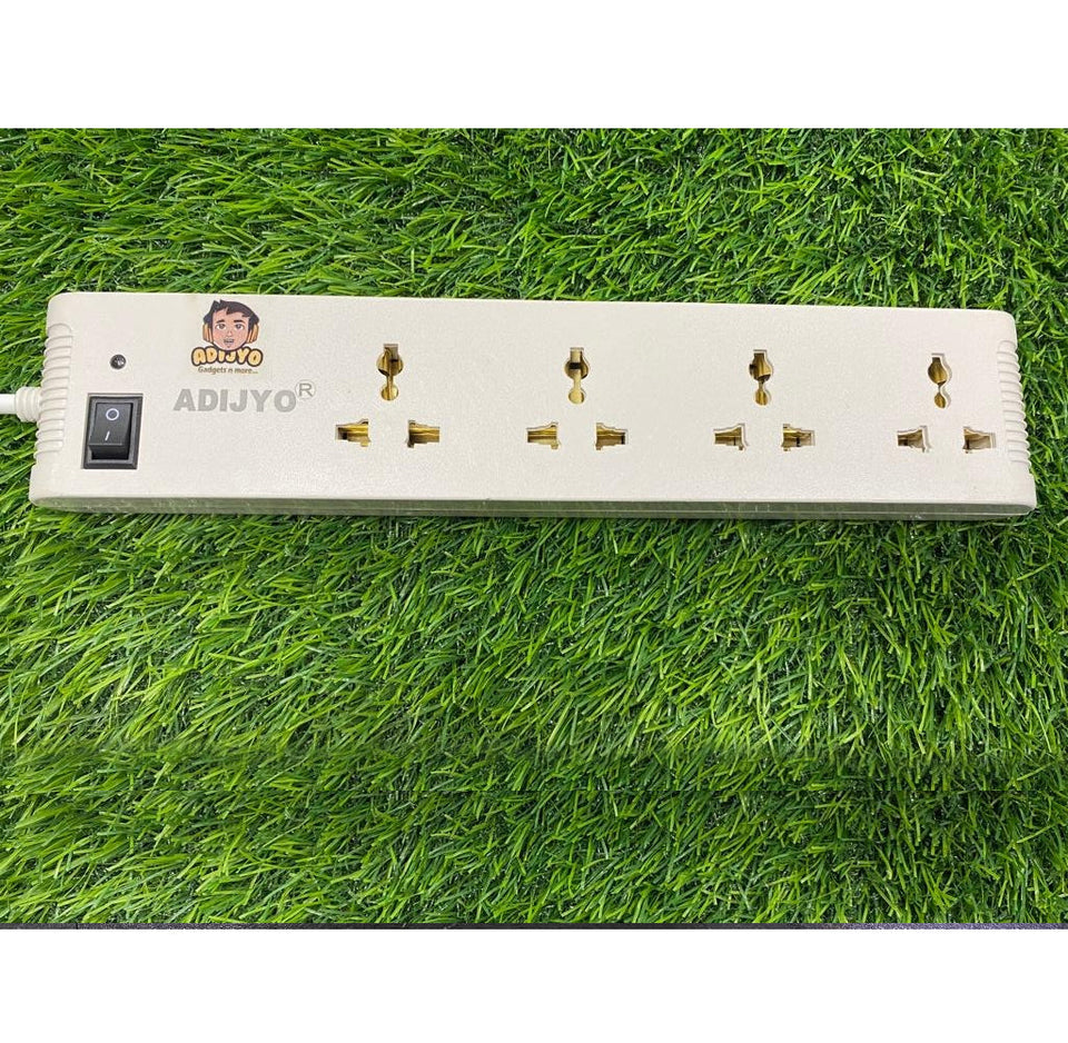 Extension Board, 4-way Extension Board with Spike and Surge Protection, 4 Sockets & 1 Switch 3 core Long 340 cm Wire 6 A with 3 Pin Wall Plug