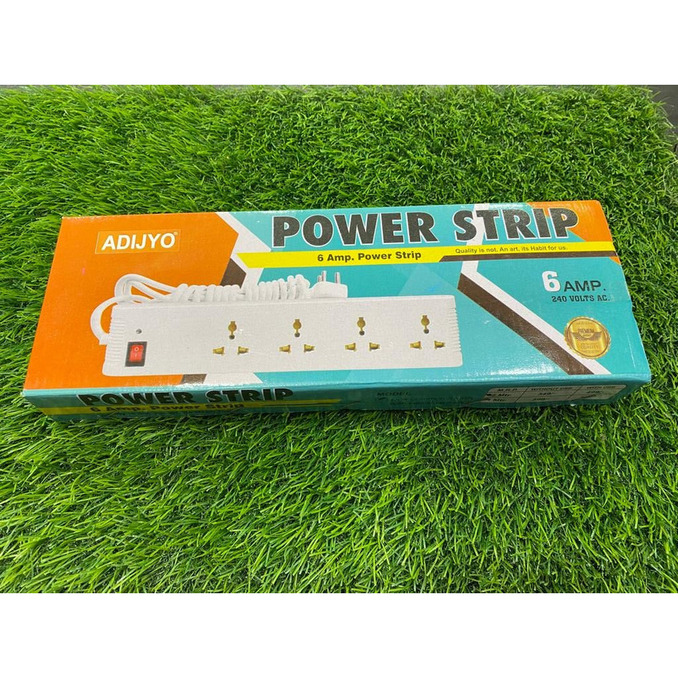 Extension Board, 4-way Extension Board with Spike Protection, 4 Sockets & 4 Switches 3 core Long 340 cm Wire 6 A with 3 Pin Wall Plug