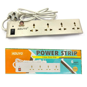 Extension Board, 4-way Extension Board with Spike and Surge Protection, 4 Sockets & 1 Switch 3 core Long 163 cm Wire 6 A with 3 Pin Wall Plug