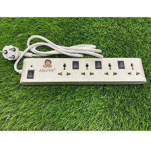 Extension Board, 4-way Extension Board with Spike and Surge Protection, 4 Sockets & 4 Switches 3 core 163 cm Wire 6 A 3 Pin Plug