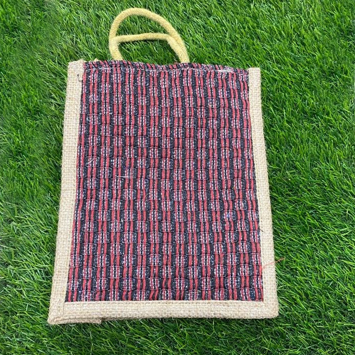 Jute Bags for Lunch Box with Zip | Jute Tote Bag | Jute Tiffin Bags | Multicoloured Jute Bag | Jute Carry Multiuse Bag Size: 30 cm x 26 cm