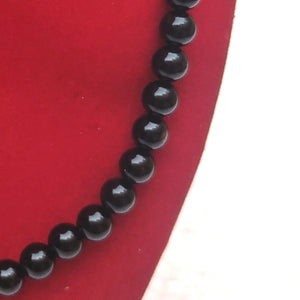 Black Obsidian Crystal Round Beads Necklace 15 Inches 8 mm Beads Semi precious Mala