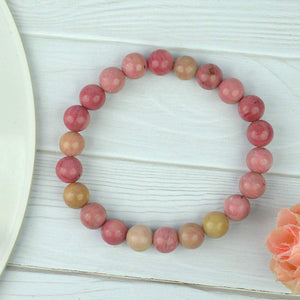 Rhodochrosite Bracelet Natural Crystal Healing Bracelet Gemstone Jewellery Beaded Stone Bracelet for Men & Women, Bead Size 6 mm