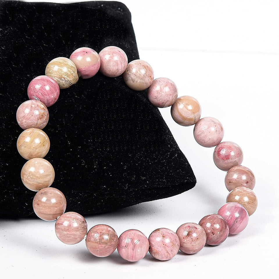 Rhodochrosite Bracelet Natural Crystal Healing Bracelet Gemstone Jewellery Beaded Stone Bracelet for Men & Women, Bead Size 6 mm