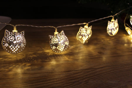 Golden Metal Owl String 16 Led Decorative Lights for Home Hanging Bedroom Birthday Party Decoration Romantic Mood Light