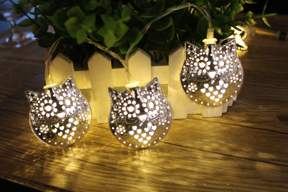 Golden Metal Owl String 16 Led Decorative Lights for Home Hanging Bedroom Birthday Party Decoration Romantic Mood Light