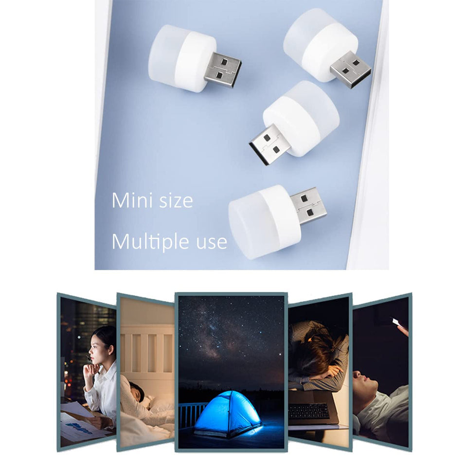 USB Lights by Night Plug-in Mini LED Bulb Portable Compact Night Light, Ideal for Bedroom, Car Outdoor USB Atmosphere Light -  2 pcs