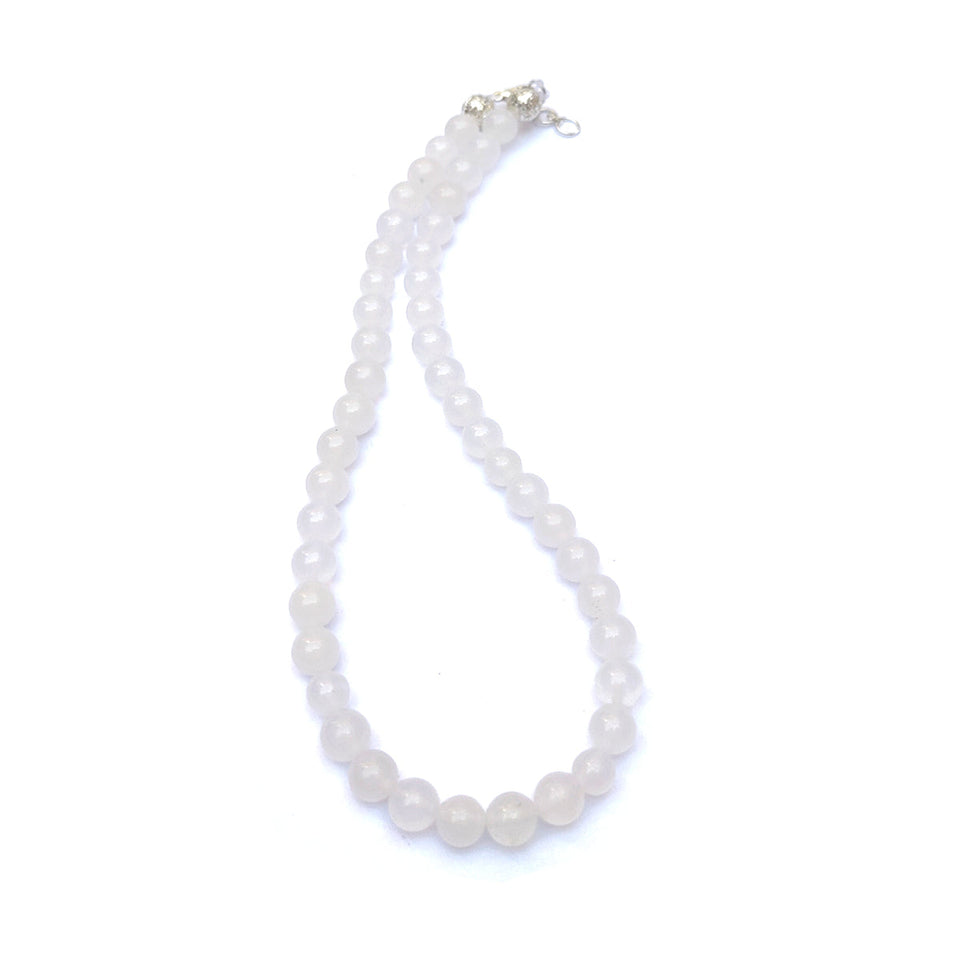 Snow White Quartz Crystal Round Beads Necklace 15 Inches 6 mm Beads Semi precious Mala