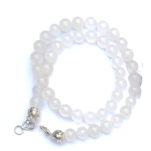 Snow White Quartz Crystal Round Beads Necklace 15 Inches 6 mm Beads Semi precious Mala