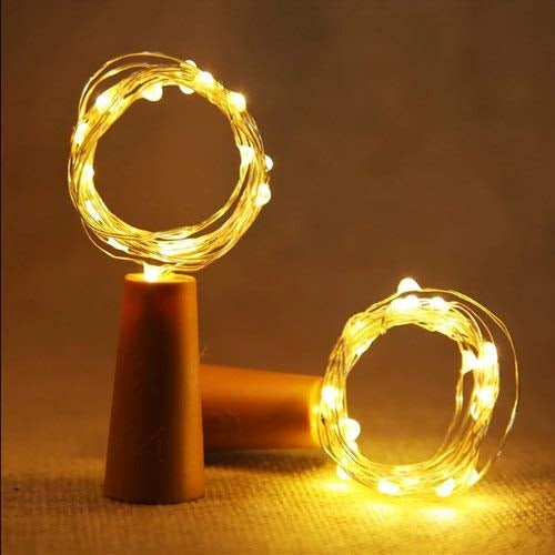 Warm White 20 LED Wine Bottle Cork Lights Copper Wire String Lights 2M Battery Powered