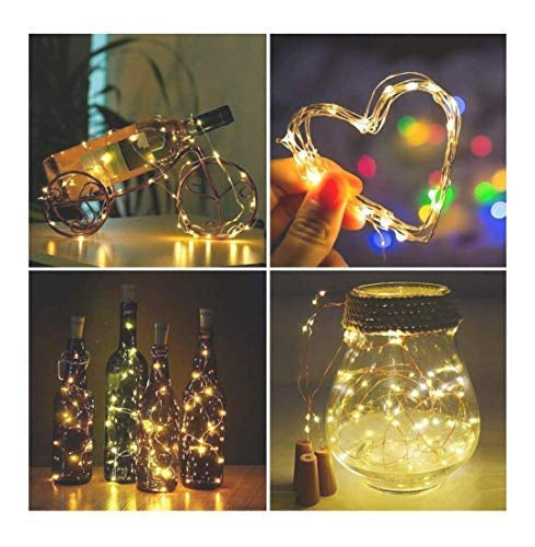 Warm White 20 LED Wine Bottle Cork Lights Copper Wire String Lights 2M Battery Powered