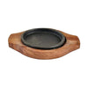 Iron Sizzler Plate with Wooden Plate /Stand Round Sizzler for Sizzling Brownie Platter Round 4" Inch