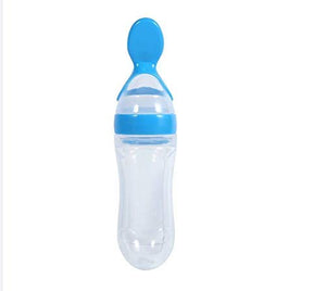 Newborn Baby Food Feeder Toddler Safe Silicone Squeeze Fresh Food Feeder Bottle Spoon Bottle Milk Fruit Shake Juice Soup Cereal Bottle for Baby Kid