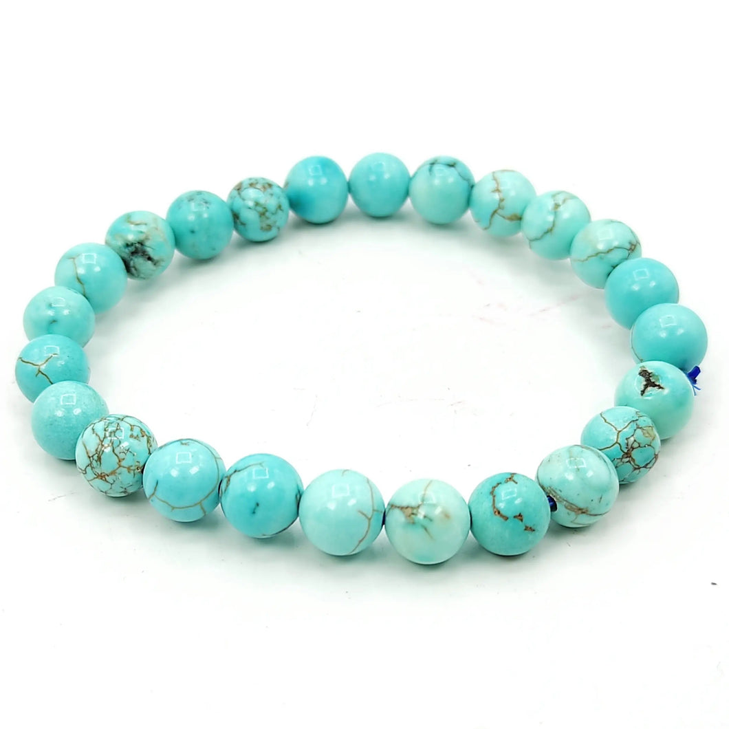 Turquoise / Firoza Bracelet Natural Crystal Healing Bracelet Gemstone Jewellery Beaded Stone Bracelet for Men & Women, Bead Size 8 mm