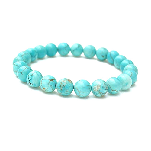 Turquoise / Firoza Bracelet Natural Crystal Healing Bracelet Gemstone Jewellery Beaded Stone Bracelet for Men & Women, Bead Size 8 mm