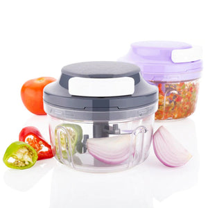 Quick 2 in 1 Plastic Round Multipurpose Quick Manual Hand Chopper with Stainless Steel Blade and Whisker