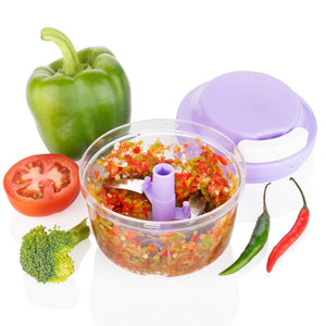 Quick 2 in 1 Plastic Round Multipurpose Quick Manual Hand Chopper with Stainless Steel Blade and Whisker