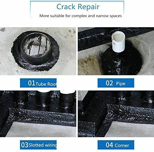 Waterproof Leak Filler Spray Rubber Flex Repair & Sealant - Point to Seal Cracks Holes Leaks Corrosion More for Indoor Or Outdoor Use Black Paint, Black Rubber Coating Spray