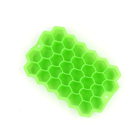 Flexible Silicone Honeycomb 37 Cavity Ice Cube Tray with Lid Trays for Freezer Moulds Small Cubes Whiskey Fridge Bar Soft Ice Cube Tray