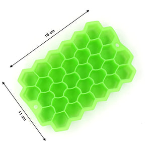 Flexible Silicone Honeycomb 37 Cavity Ice Cube Tray with Lid Trays for Freezer Moulds Small Cubes Whiskey Fridge Bar Soft Ice Cube Tray