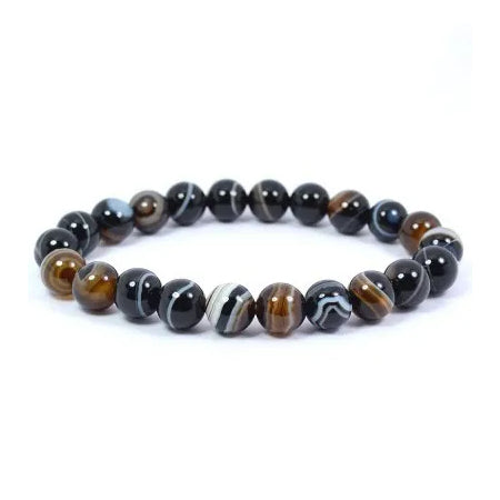 Black Sulemani Hakik / Banded Agate Onyx Bracelet  6 mm Beads Natural Crystal Healing Bracelet Gemstone Jewellery Beaded Stone Bracelet for Men & Women