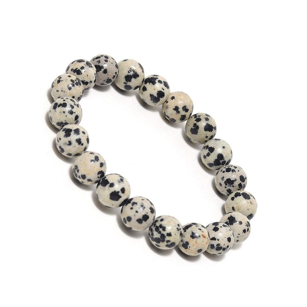 Dalmatian Jasper Bracelet Natural Crystal Healing Bracelet Gemstone Jewellery Beaded Stone Bracelet for Men & Women, Bead Size 8 mm