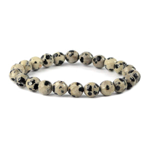 Dalmatian Jasper Bracelet Natural Crystal Healing Bracelet Gemstone Jewellery Beaded Stone Bracelet for Men & Women, Bead Size 8 mm