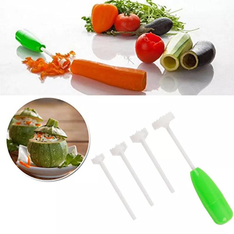 Vegetable Drill Spiralizer Digging for Stuffed Vegetables Spiral Cutter Device Corer Set of 4 Pcs