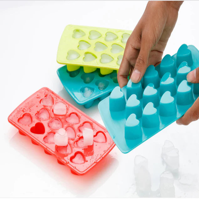Heart Shape Ice Cube Maker Tray | Making Candy Chocolate 14 Ice Cube Tray for Freezer | Multi-Color