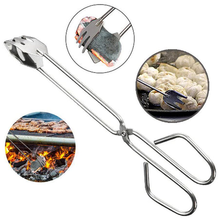 Multi functional Metal BBQ Clip Tongs Clamp for Garbage Charcoal Serving Tools 35 cm