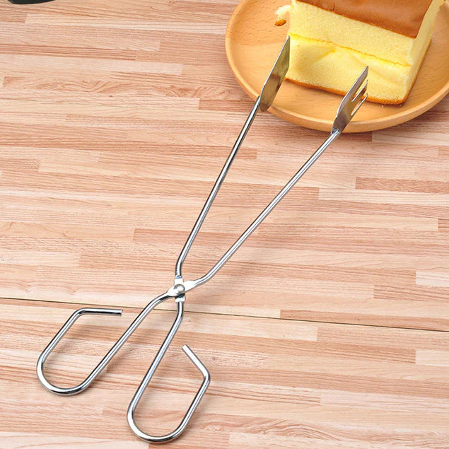 Multifunctional Kitchen Barbecue Stainless Steel Wire Food Serving Tong Charcoal Clip Cooking Scissor Tongs 26 cm