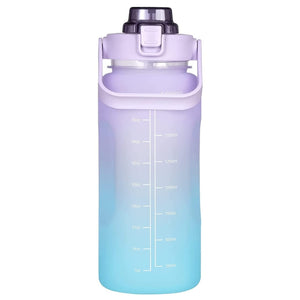 Motivational Water Bottle 2 Liters with Leakproof Time & Capacity Marker BPA-Free Sports Water Bottle Daily Measured Tracking Time Marks Water Cup