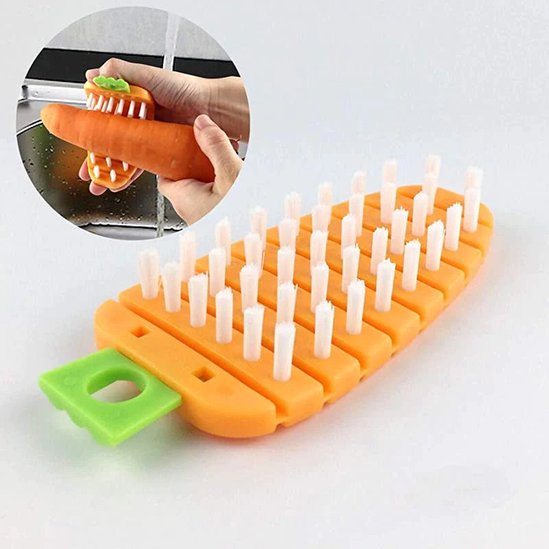 Fruit and Vegetable Cleaning Brushes Carrot Pattern for Washing Carrot Potato Root Scrubber Food Kitchen Cleaning Tools