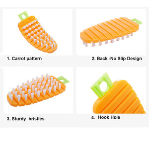 Fruit and Vegetable Cleaning Brushes Carrot Pattern for Washing Carrot Potato Root Scrubber Food Kitchen Cleaning Tools