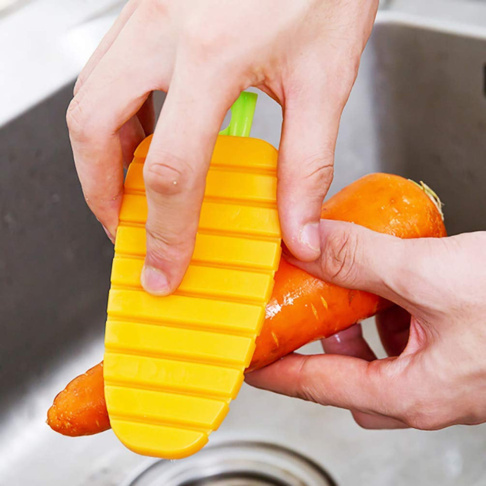 Fruit and Vegetable Cleaning Brushes Carrot Pattern for Washing Carrot Potato Root Scrubber Food Kitchen Cleaning Tools