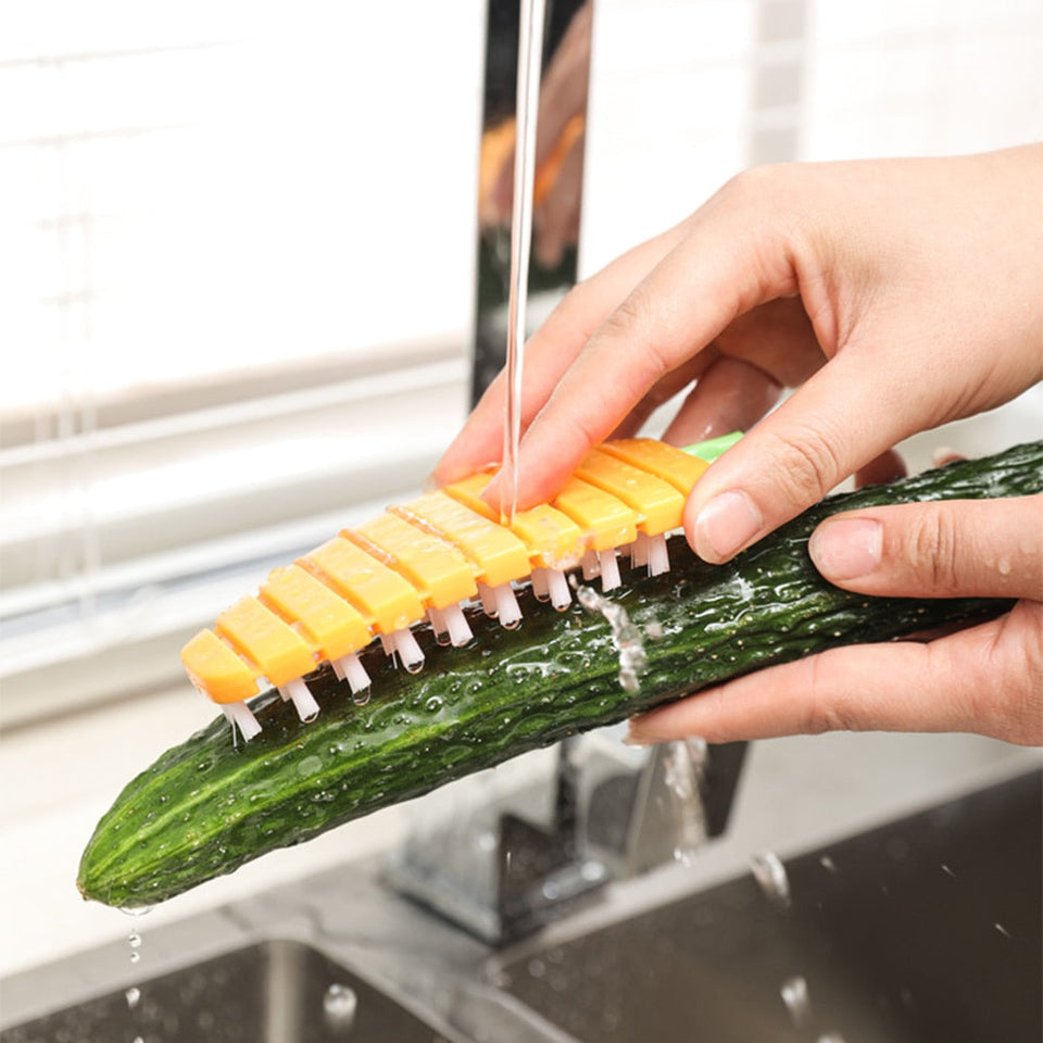 Fruit and Vegetable Cleaning Brushes Carrot Pattern for Washing Carrot Potato Root Scrubber Food Kitchen Cleaning Tools