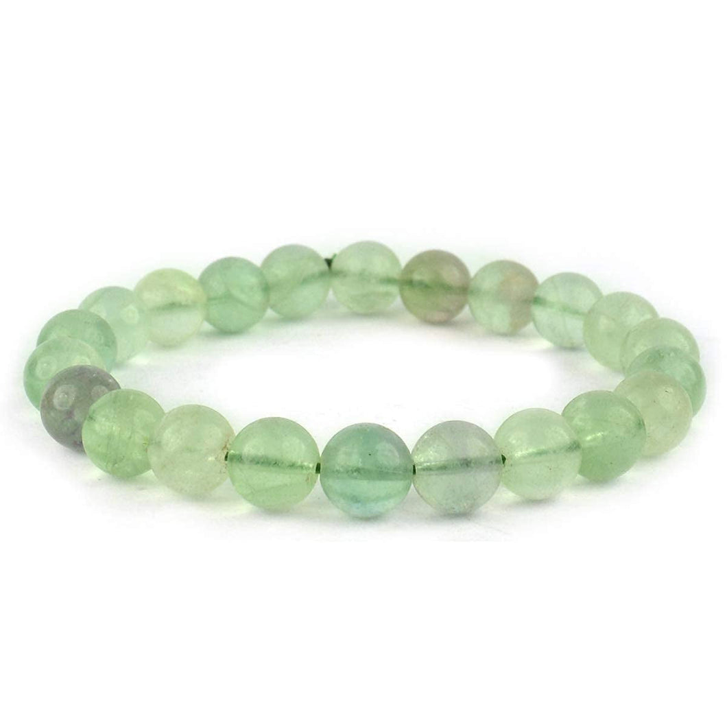 Green Fluorite Bracelet Natural Crystal Healing Bracelet Gemstone Jewellery Beaded Stone Bracelet for Men & Women, Bead Size 8 mm