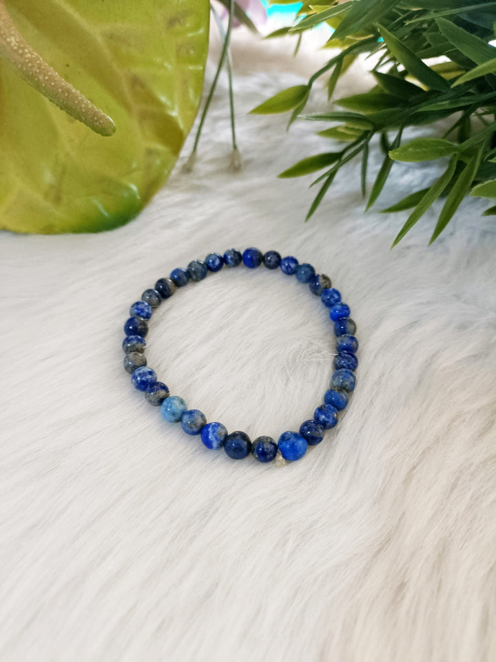 Natural Gemstone Lapis Lazuli Crystal 6mm Beads AAA Unisex Bracelet Energized