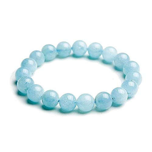 Natural Aquamarine Bracelet 8 mm Beads Reiki Healing Metaphysical Stone For Unisex Semi Precious Gemstones Stretchable Bracelet