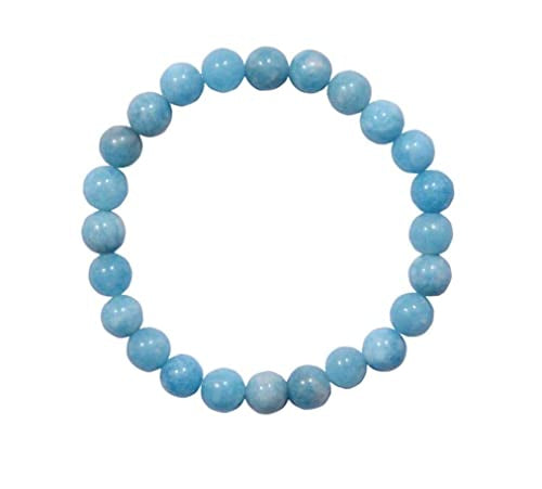 Natural Aquamarine Bracelet 8 mm Beads Reiki Healing Metaphysical Stone For Unisex Semi Precious Gemstones Stretchable Bracelet