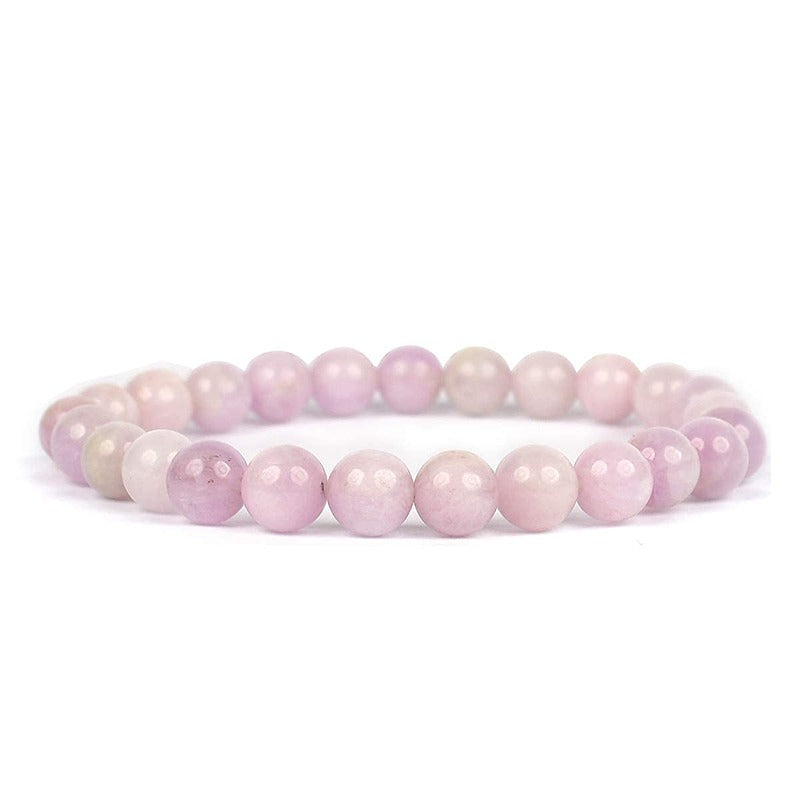 Natural Kunzite Bracelet 8 mm Beads Reiki Healing Purple Lavender Stone For Unisex Semi Precious Gemstones Stretchable Bracelet