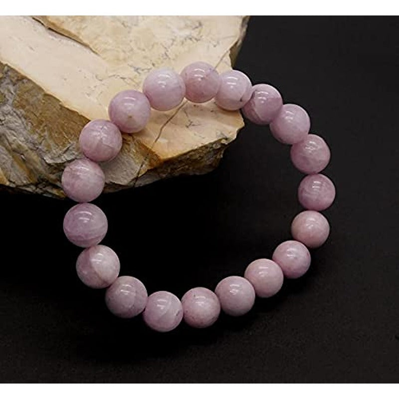 Natural Kunzite Bracelet 6 mm Beads Reiki Healing Purple Lavender Stone For Unisex Semi Precious Gemstones Stretchable Bracelet