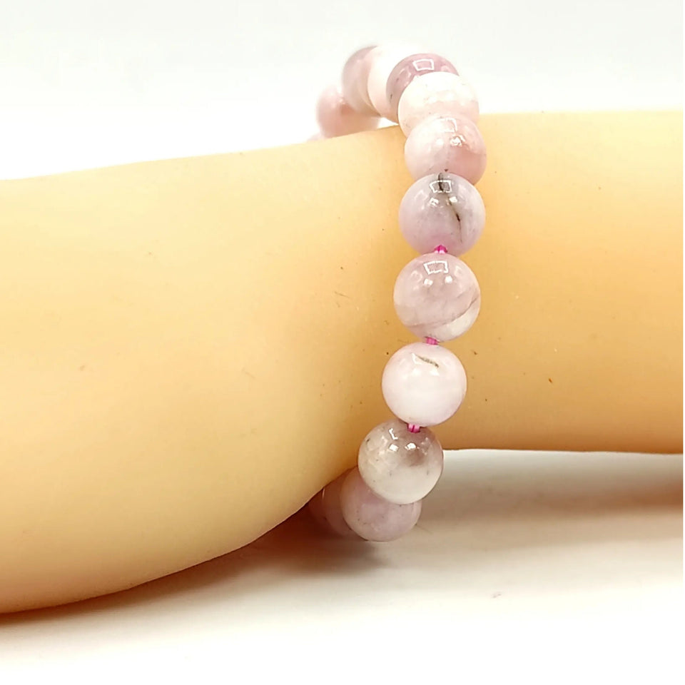 Natural Kunzite Bracelet 8 mm Beads Reiki Healing Purple Lavender Stone For Unisex Semi Precious Gemstones Stretchable Bracelet